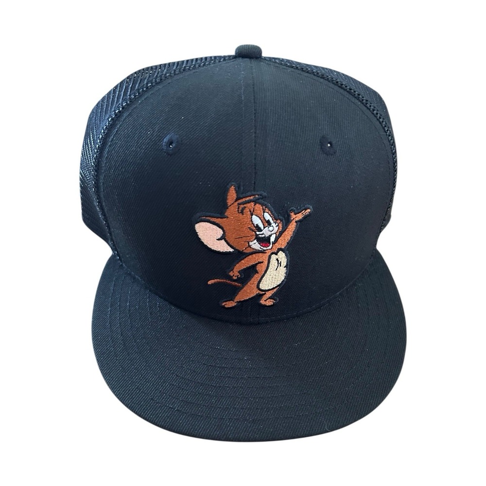 Tom and Jerry Trucker Hat Cap Snap Back Mens Black Jerry Mouse New Era